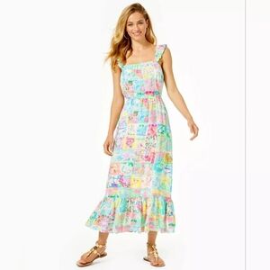 Lilly Pulitzer Crista Midi Dress Pop Up Lilly State Of Mind XS